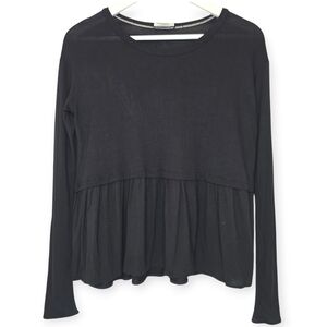 WILFRED Descartes Swing Top Sz XXS Women Black Long Sleeves Minimalist Fairycore